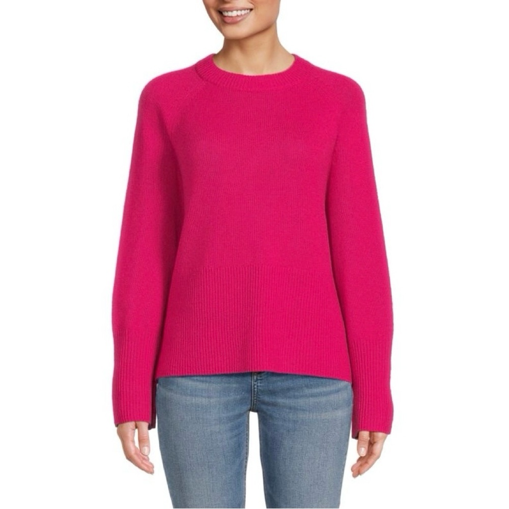 360 Cashmere Krystal Raglan Sleeve 100% Cashmere Sweater Pink Size Medium